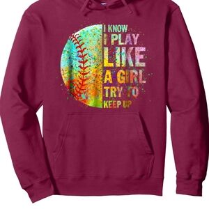 Maroon Hoodie with Softball Graphic XL EUC